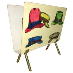 Vintage 1950s Italian Magazine Holder with Colorful Hats