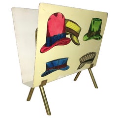 Retro 1950s Italian Magazine Holder with Colorful Hats