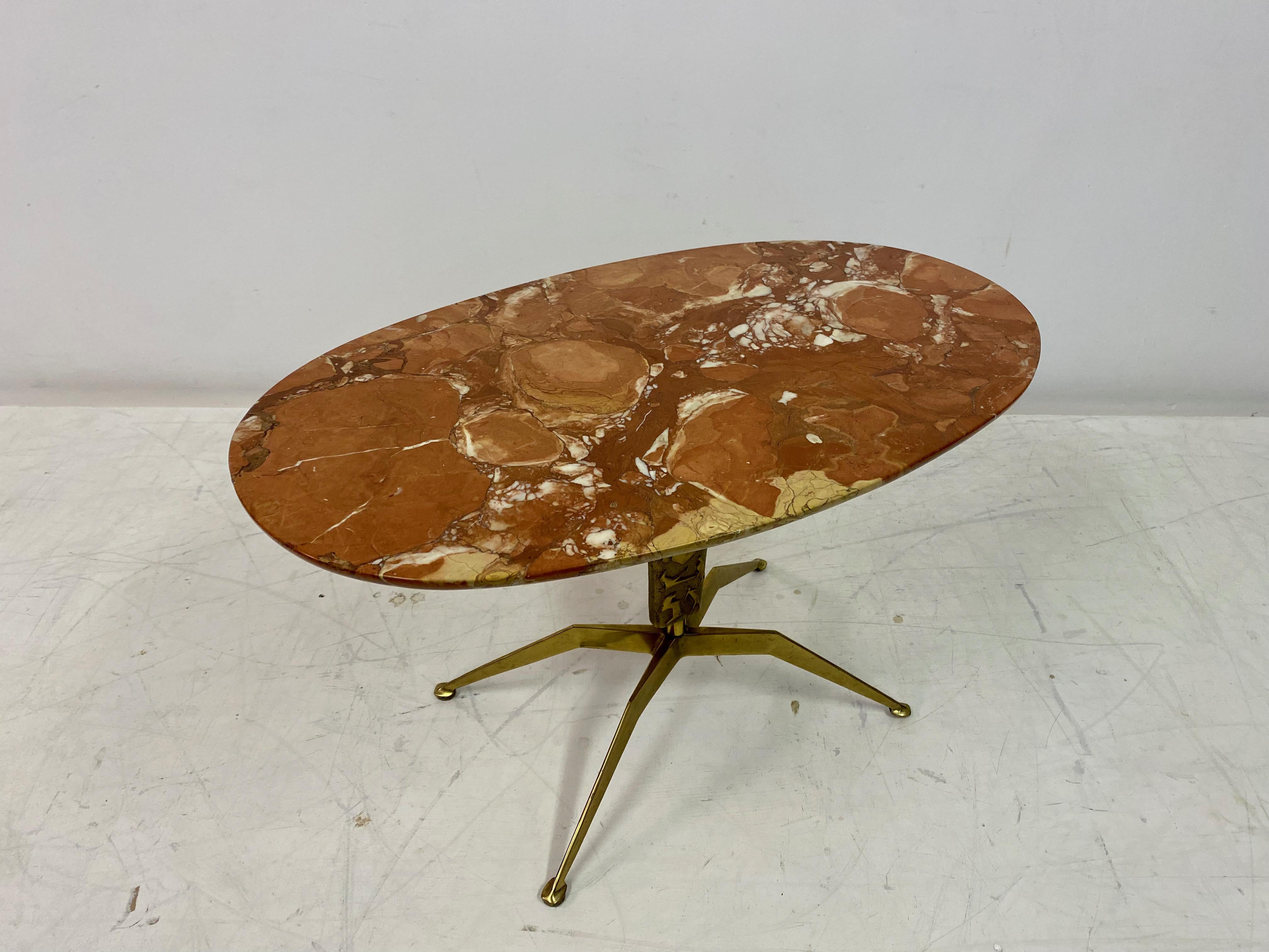 1950s Italian Marble and Brass Coffee Table For Sale 5