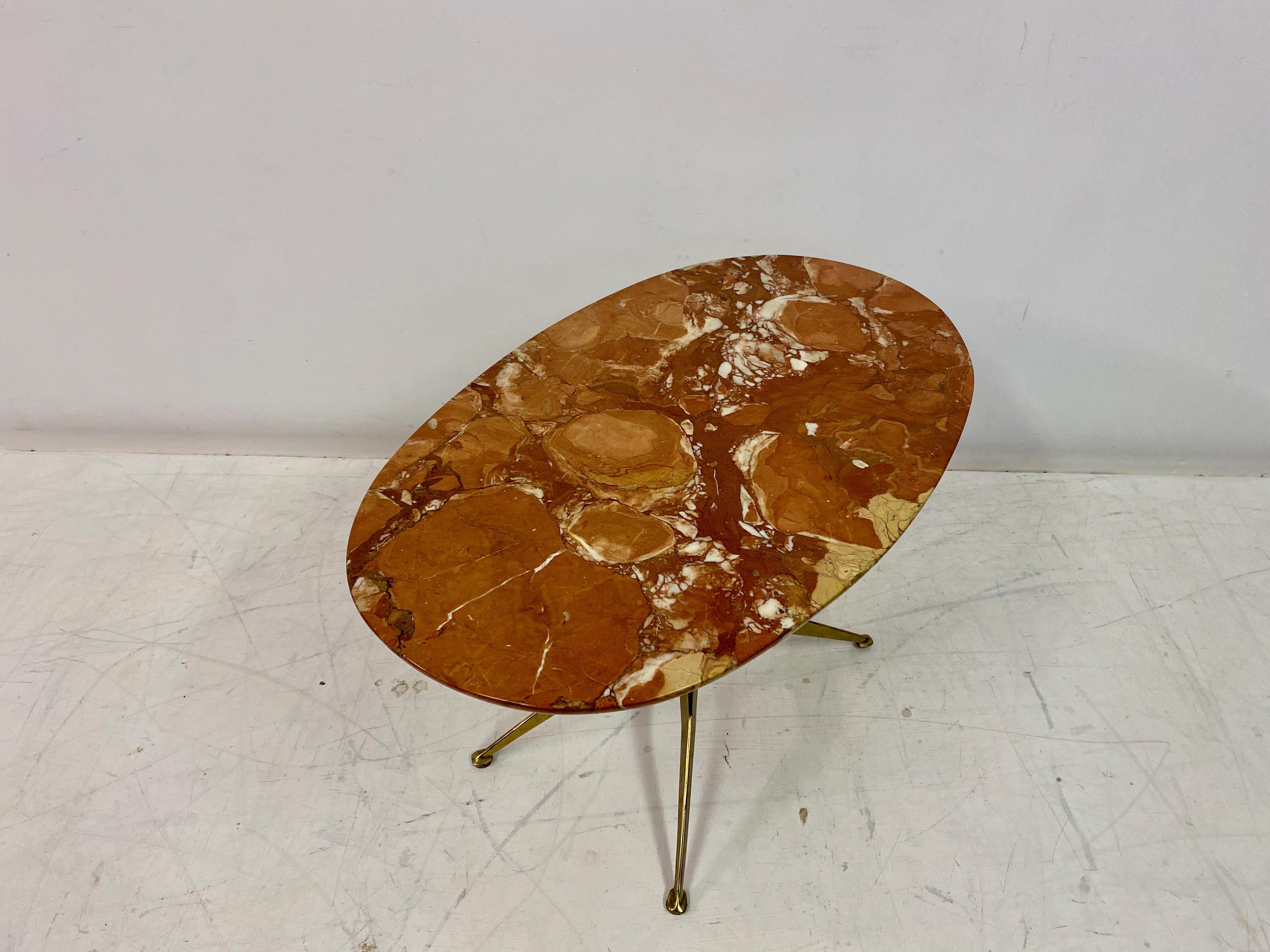 1950s Italian Marble and Brass Coffee Table For Sale 7