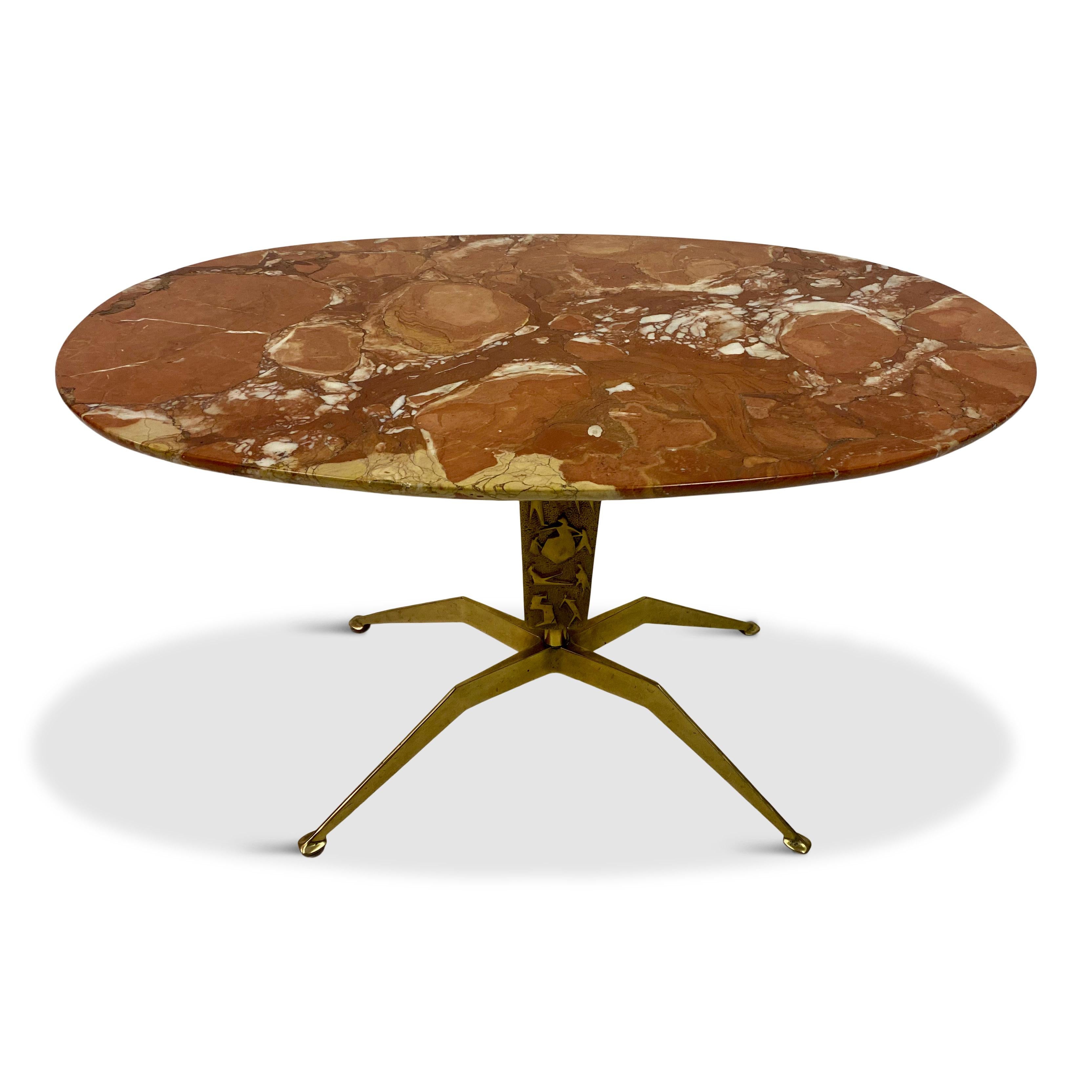 1950s Italian Marble and Brass Coffee Table For Sale 8
