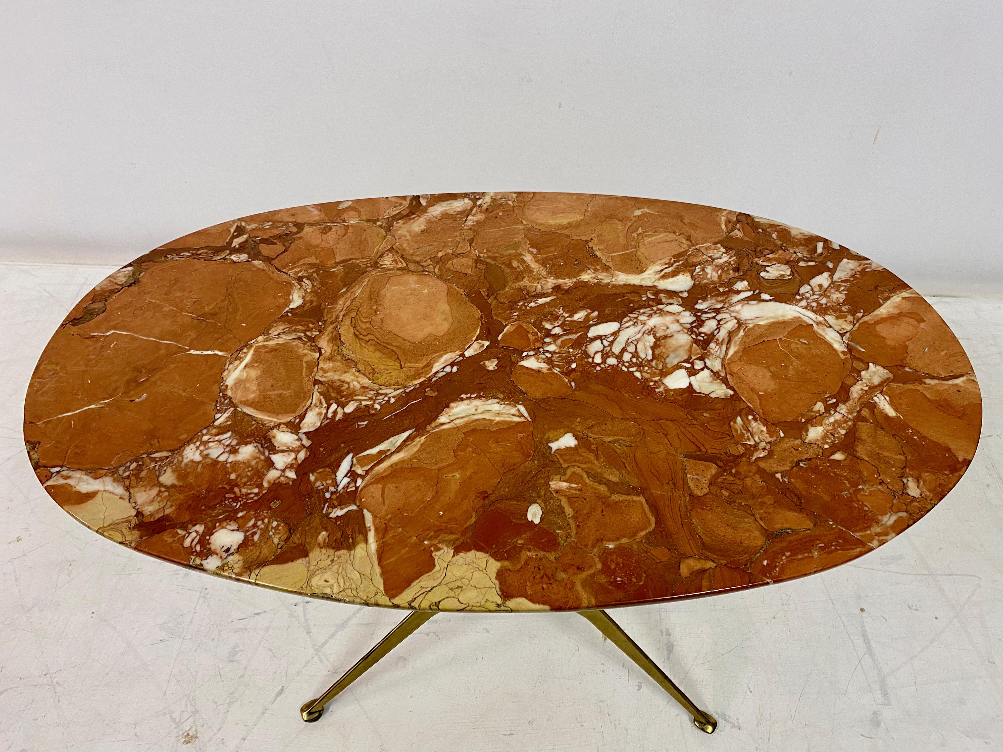 1950s Italian Marble and Brass Coffee Table For Sale 2