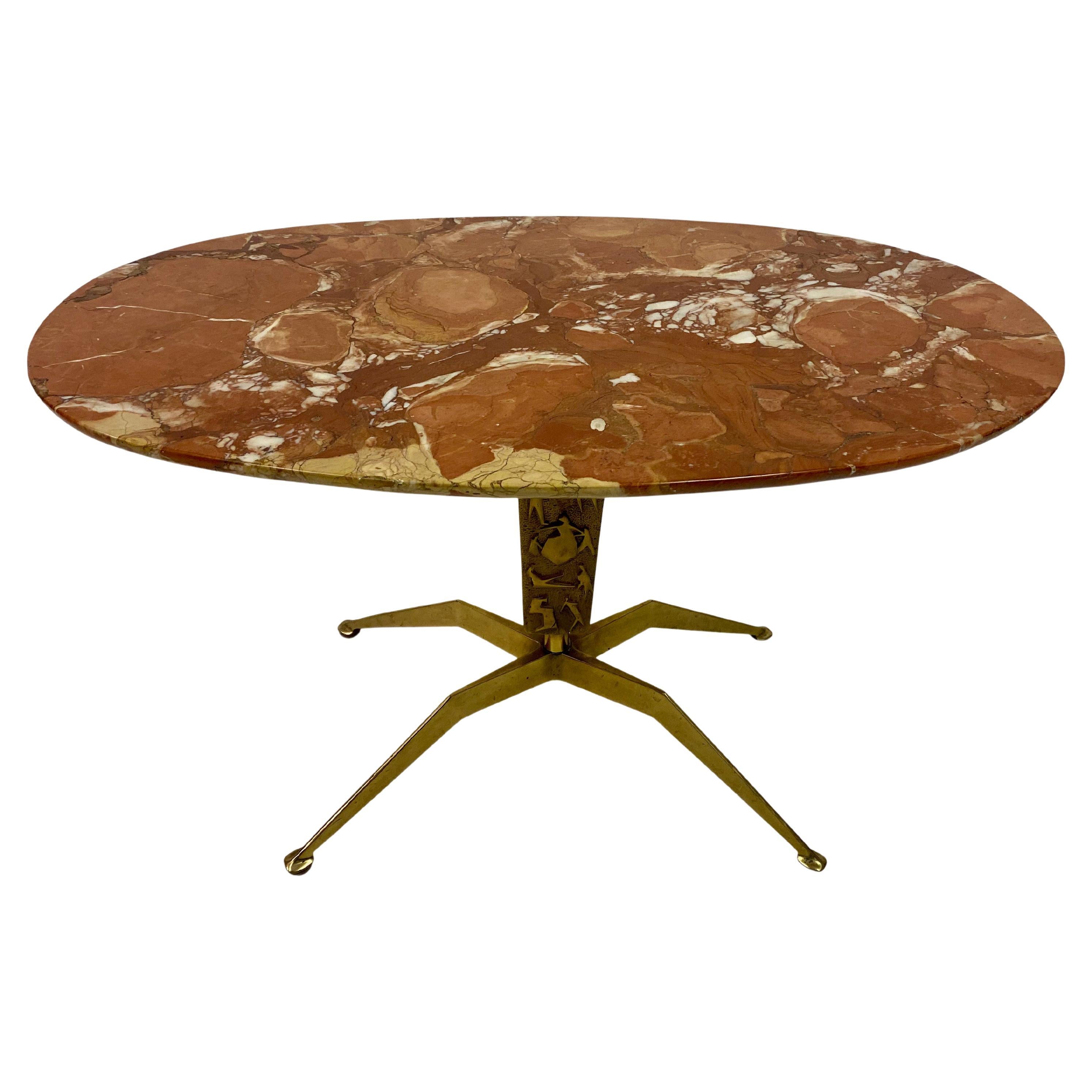 1950s Italian Marble and Brass Coffee Table