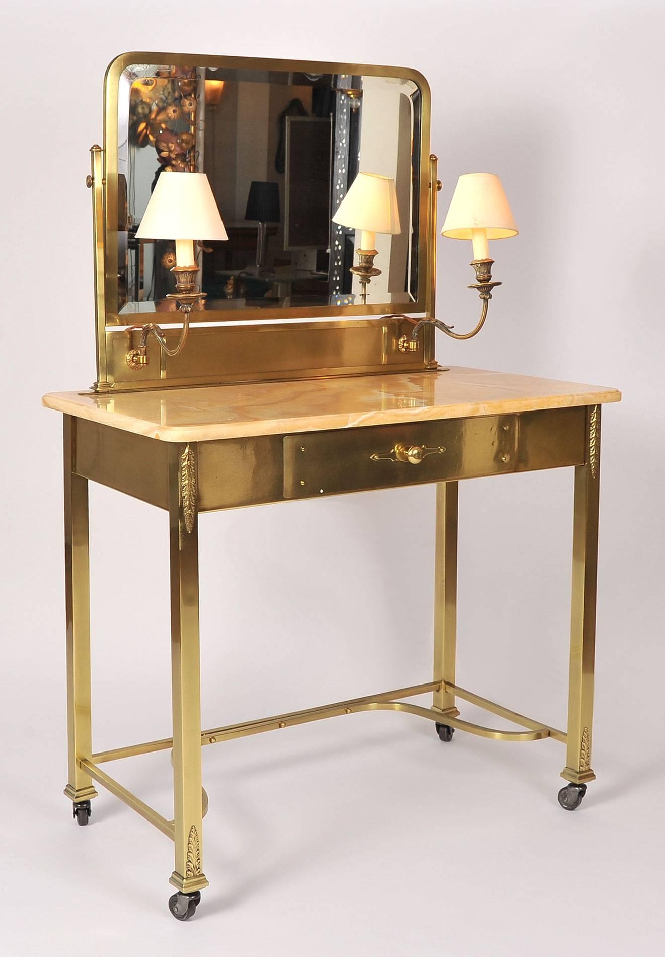 Mid-Century Modern 1950s Italian Marble and Brass Dressing-Table or Vanity