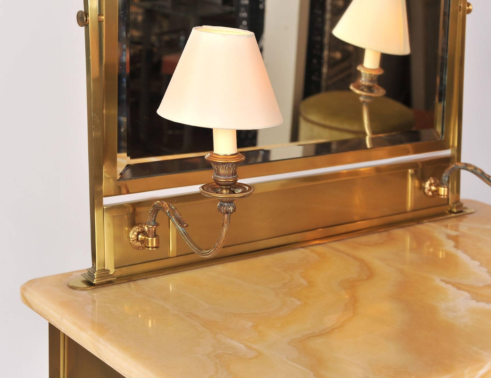 1950s Italian Marble and Brass Dressing-Table or Vanity In Excellent Condition In London, GB