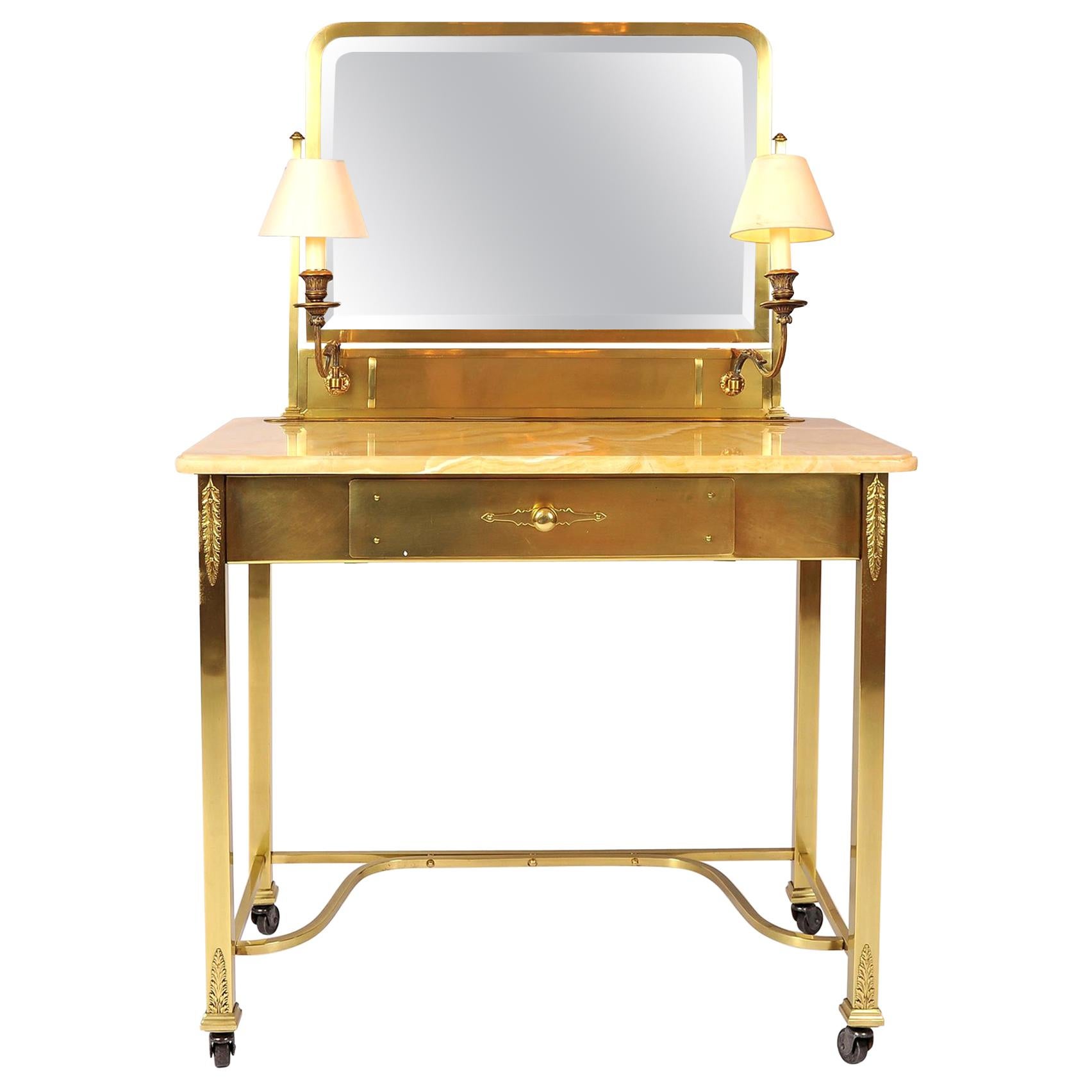 1950s Italian Marble and Brass DressingTable or Vanity at 1stDibs