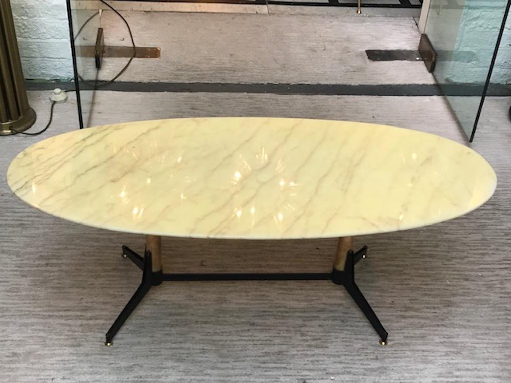 Mid-Century Modern 1950s Italian Marble Top Coffee Table For Sale