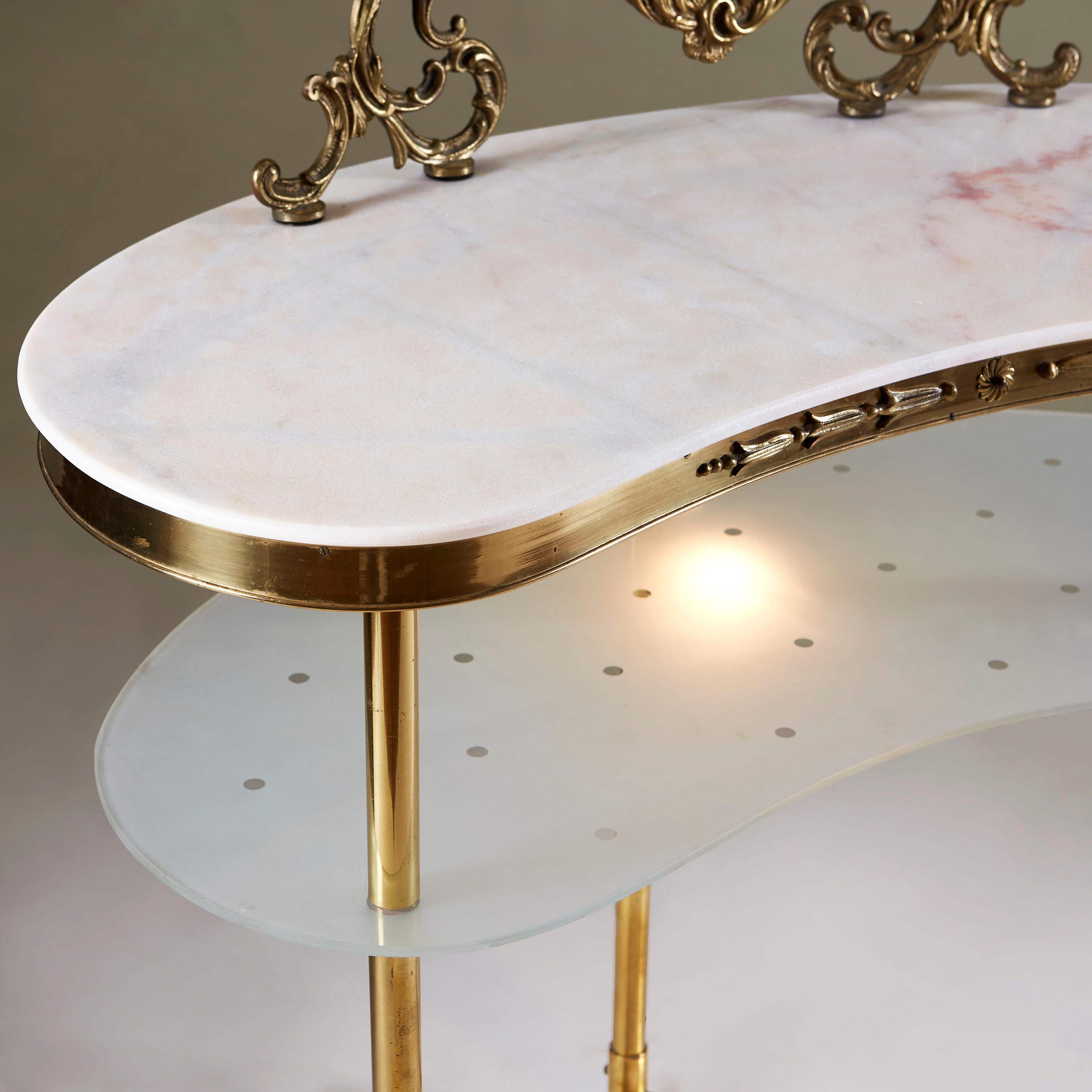 Brass 1950s Italian Marble Topped Dressing-Table For Sale