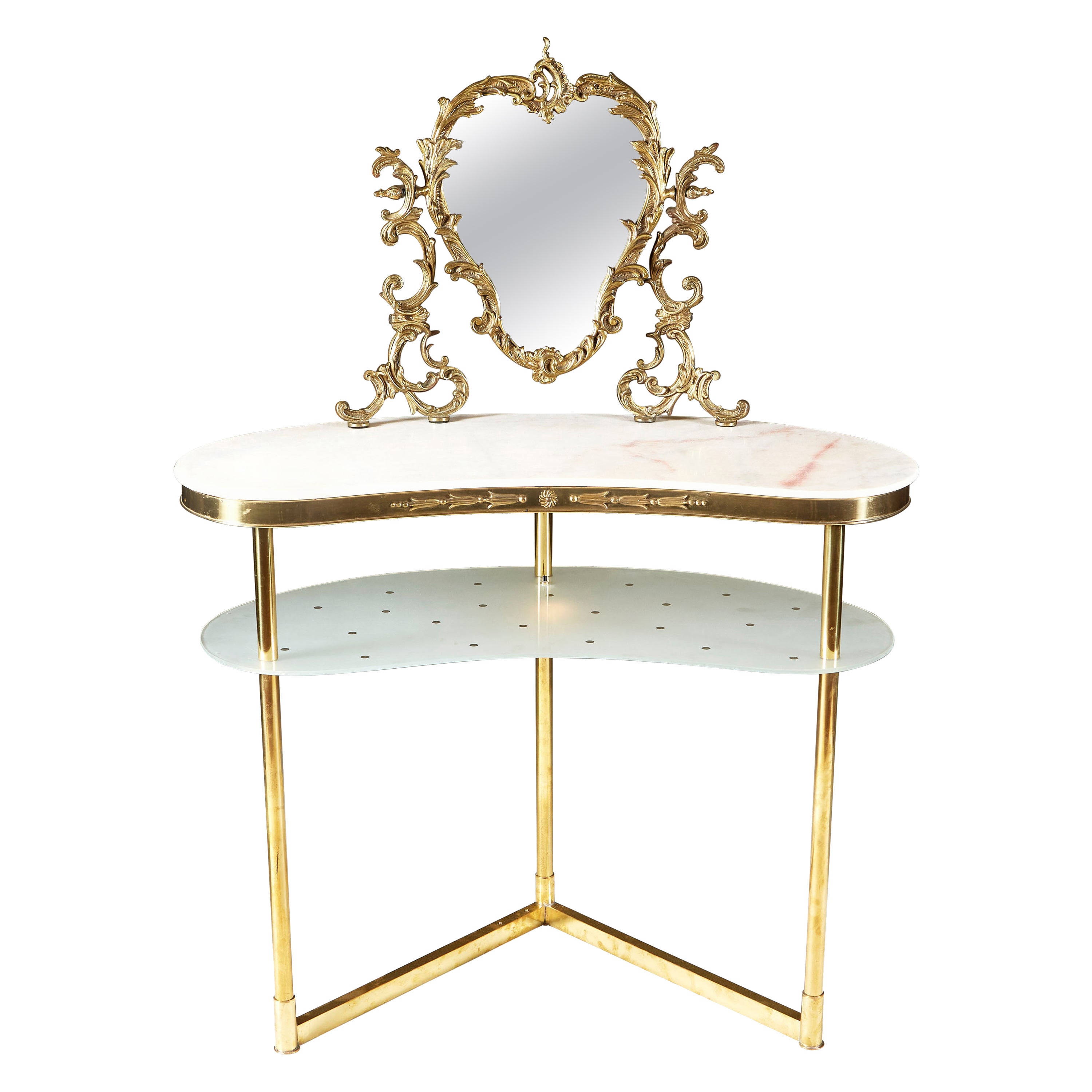 1950s Italian Marble Topped Dressing-Table / vanity with decorative mirror