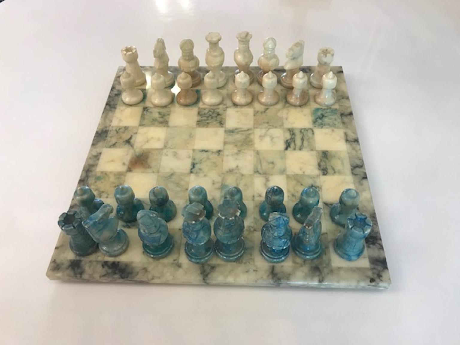 1950s Italian marble two-colors chess board.