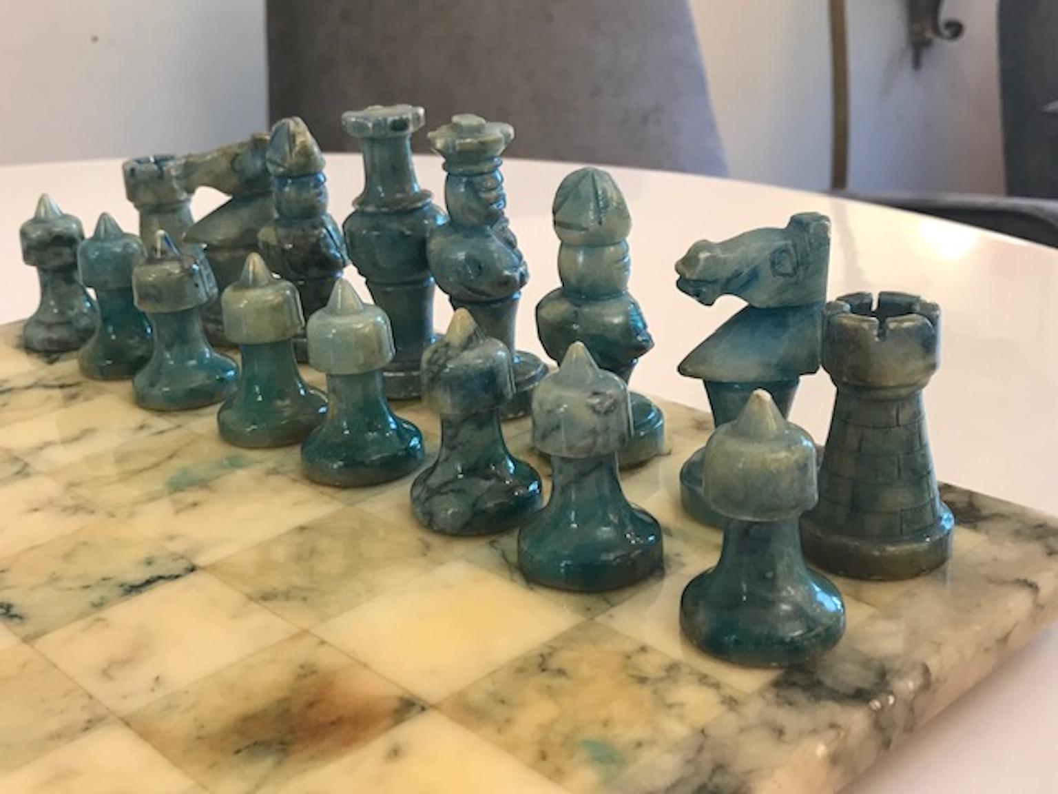 1950s Italian Marble Two-Colors Chess Board  In Good Condition For Sale In London, GB
