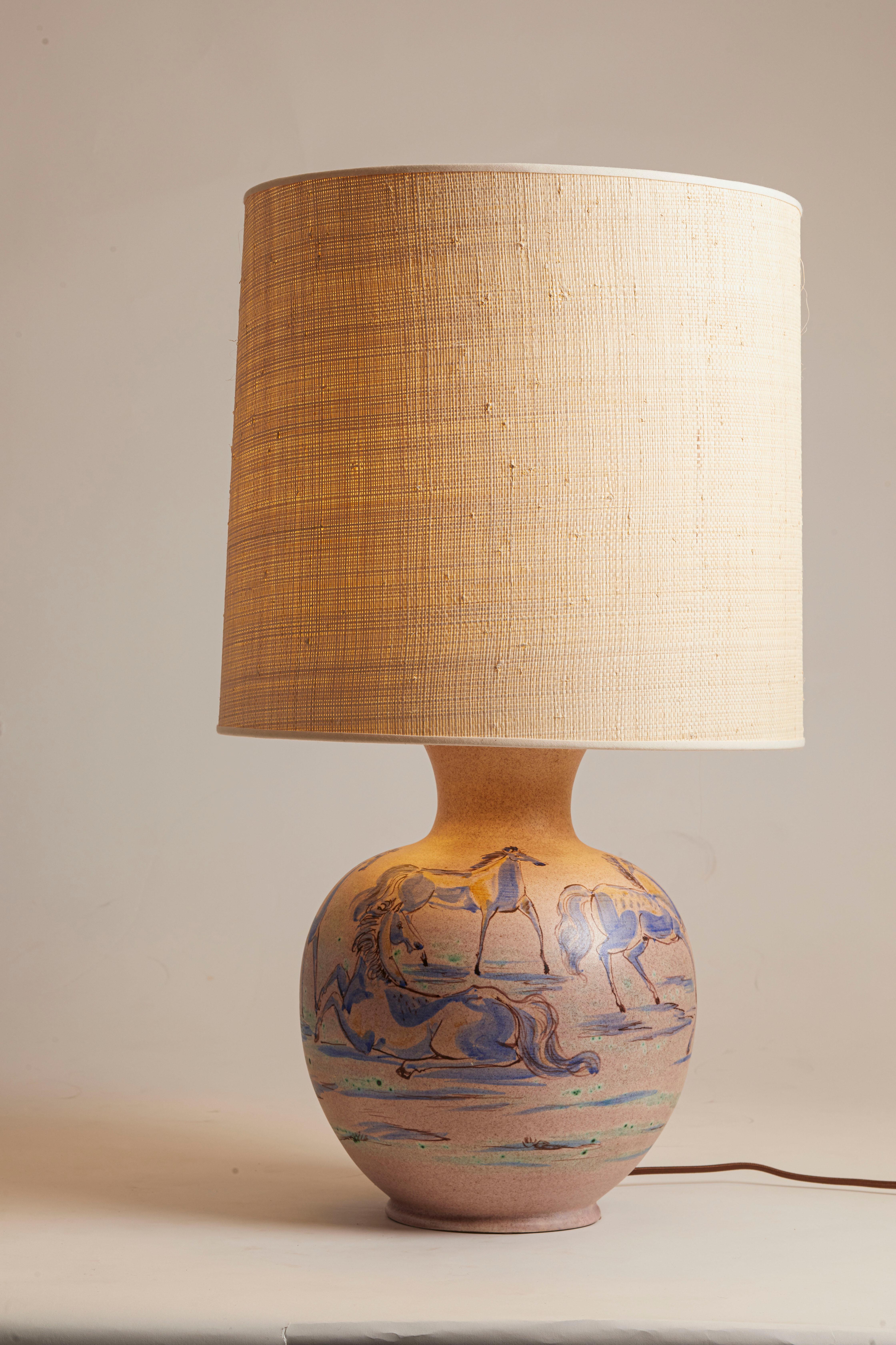 1950s Italian Marcello Fantoni Lamp with Stylized Horses 1