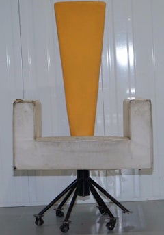 1950s Italian Memphis School Swivel Armchair Butterscotch Leather Restoration