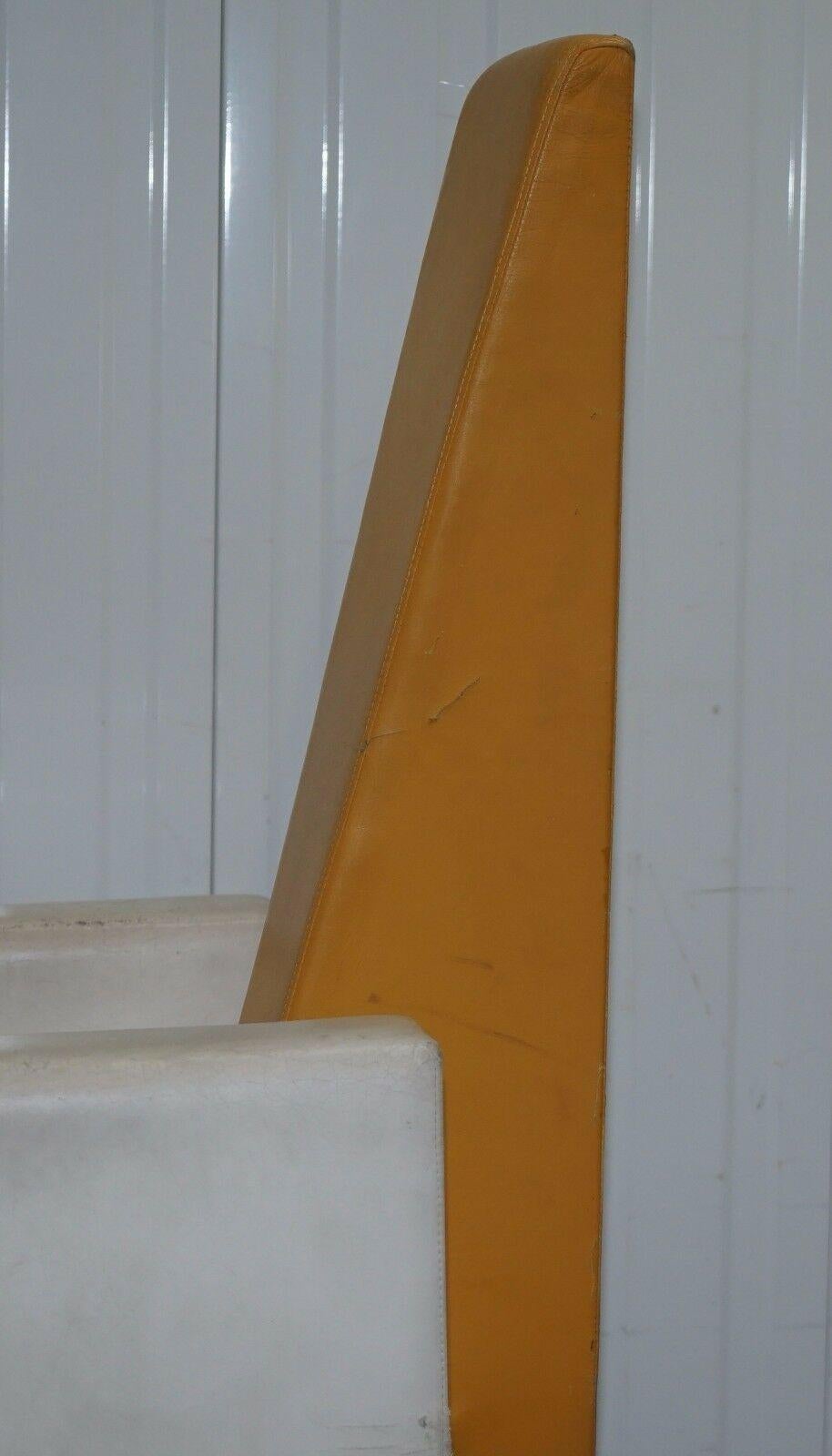 Hand-Crafted 1950s Italian Memphis School Swivel Armchair Butterscotch Leather Restoration