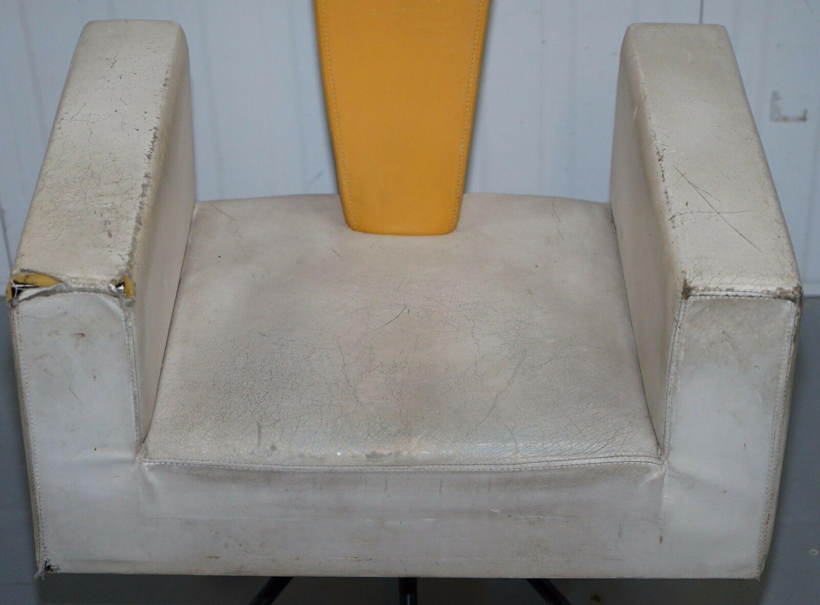 1950s Italian Memphis School Swivel Armchair Butterscotch Leather Restoration In Distressed Condition In West Sussex, Pulborough