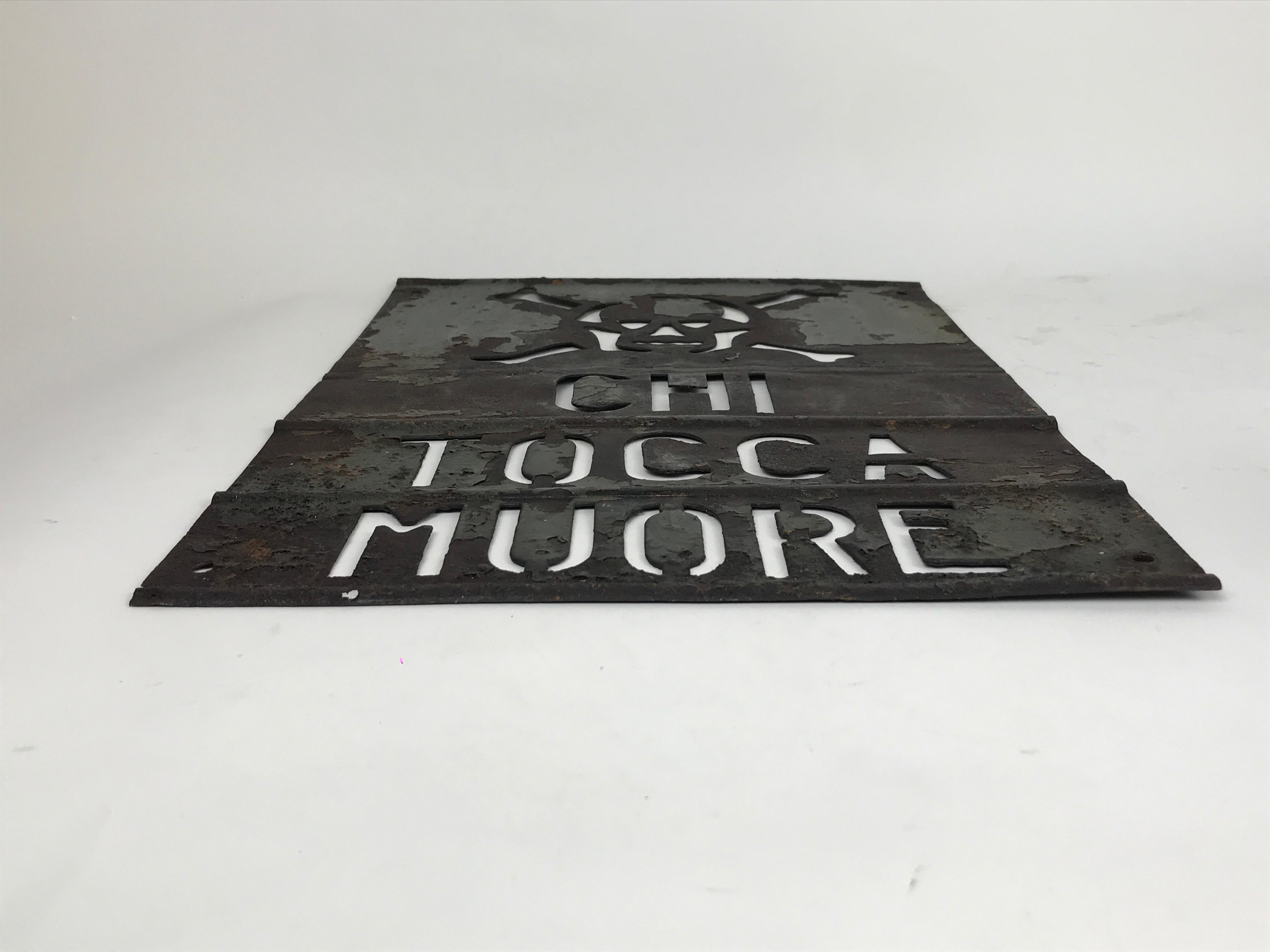 1950s Italian Metal Perforated Sign 