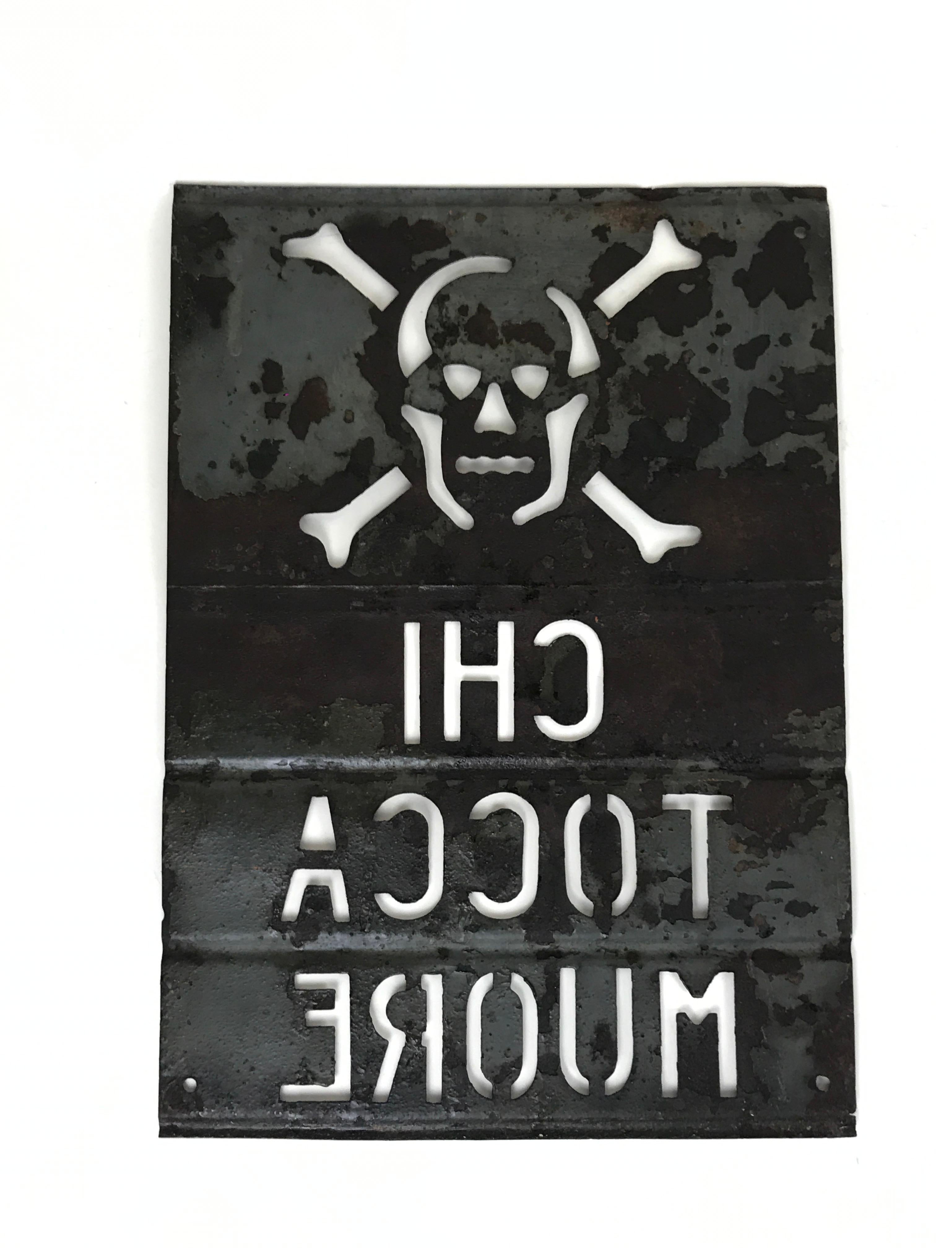 1950s Italian Metal Perforated Sign 