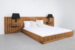 1950s Italian Mid-Century Bed with Nightstands Attr. La Permanente Mobili Cantù