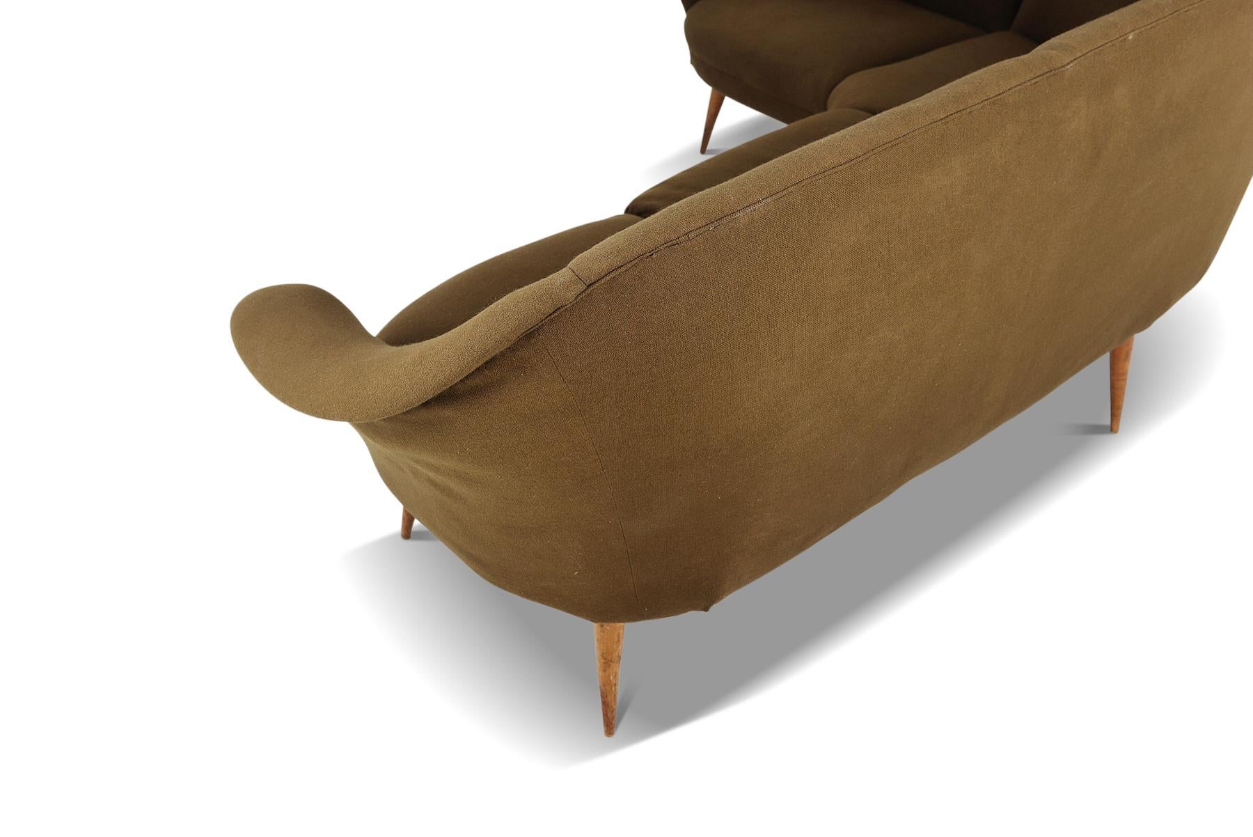 Mid-Century Modern 1950s Italian Mid Century Corner Sofa For Sale