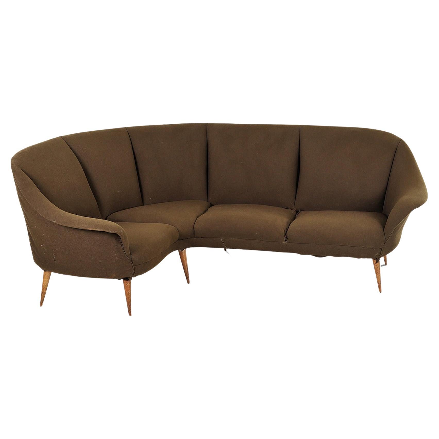 1950s Italian Mid Century Corner Sofa For Sale