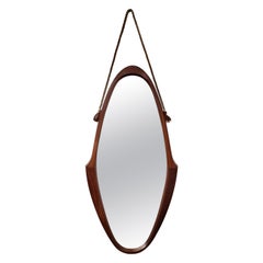 1950s Italian Mid-Century Designer Carved Wood Wall Mirror
