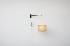 1950s Italian Extendable Wall Lamp with Black Metal Frame and Drum Shade