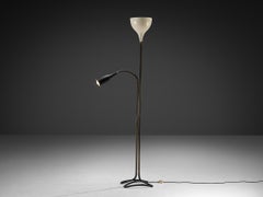 1950s Italian Mid-Century Floor Lamp in Coated Aluminum and Brass