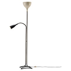 1950s Italian Mid-Century Floor Lamp in Coated Aluminum and Brass