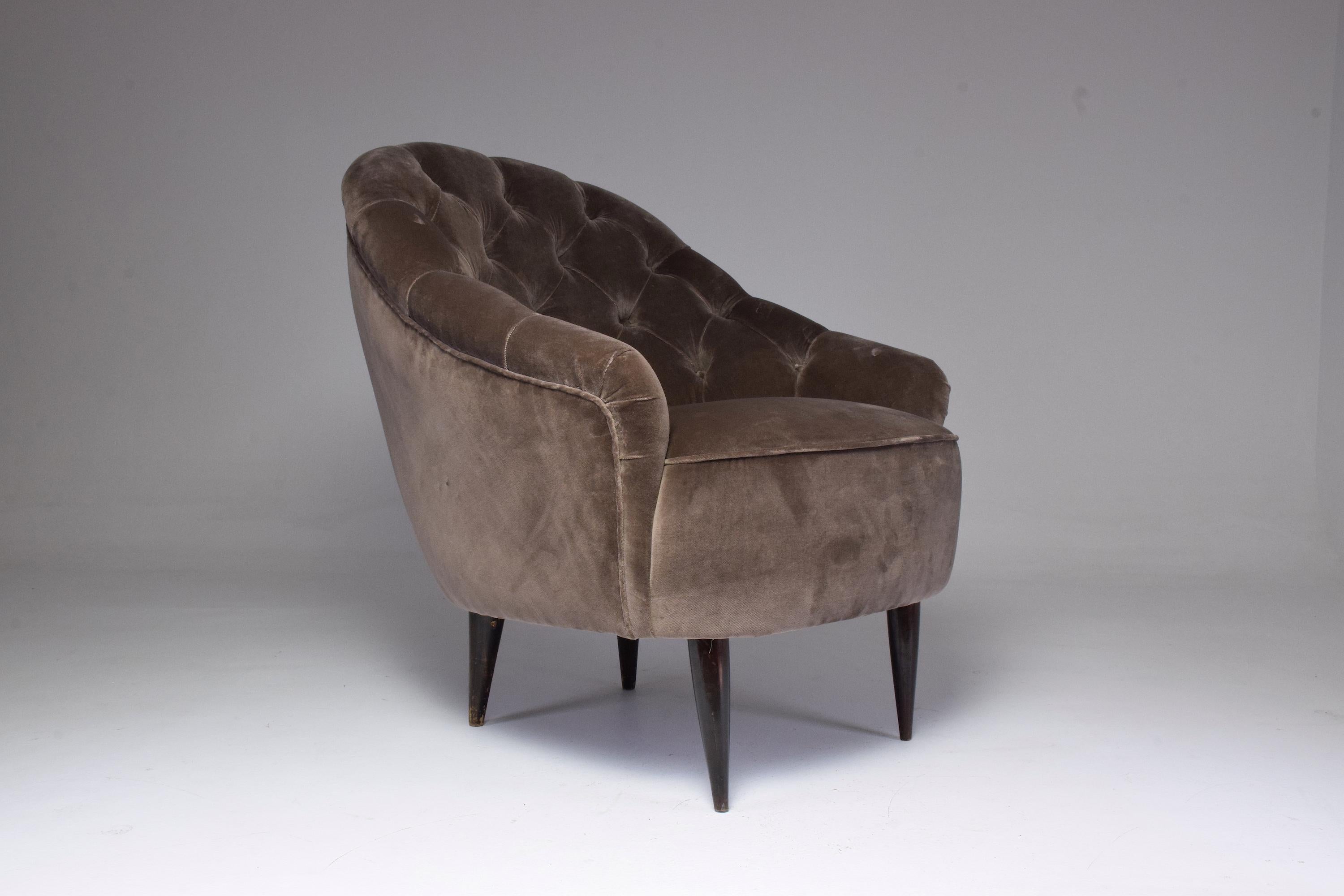 1950's Italian Mid-Century Gio Ponti Style Pair of Armchairs For Sale 1