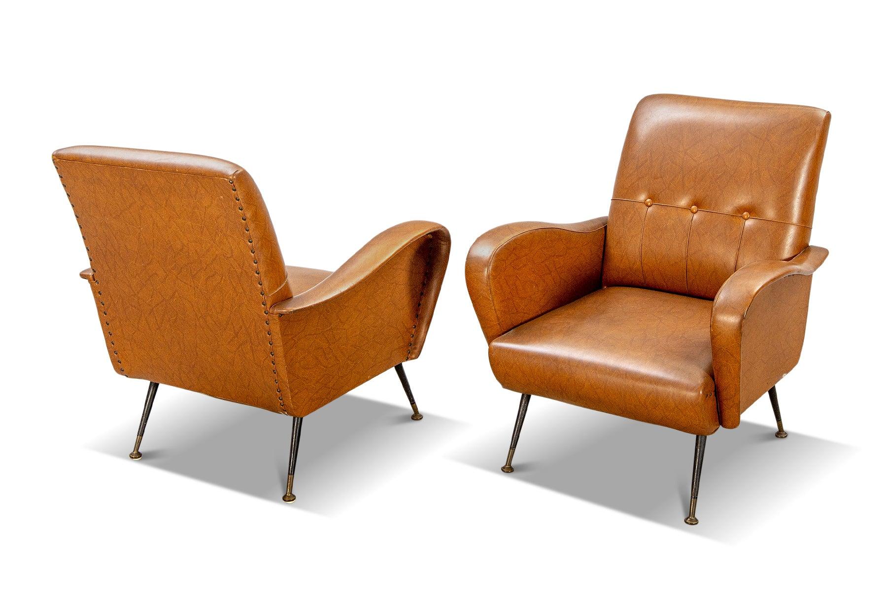 Mid-Century Modern 1950s Italian Mid Century Loveseat + Pair of Lounge Chairs