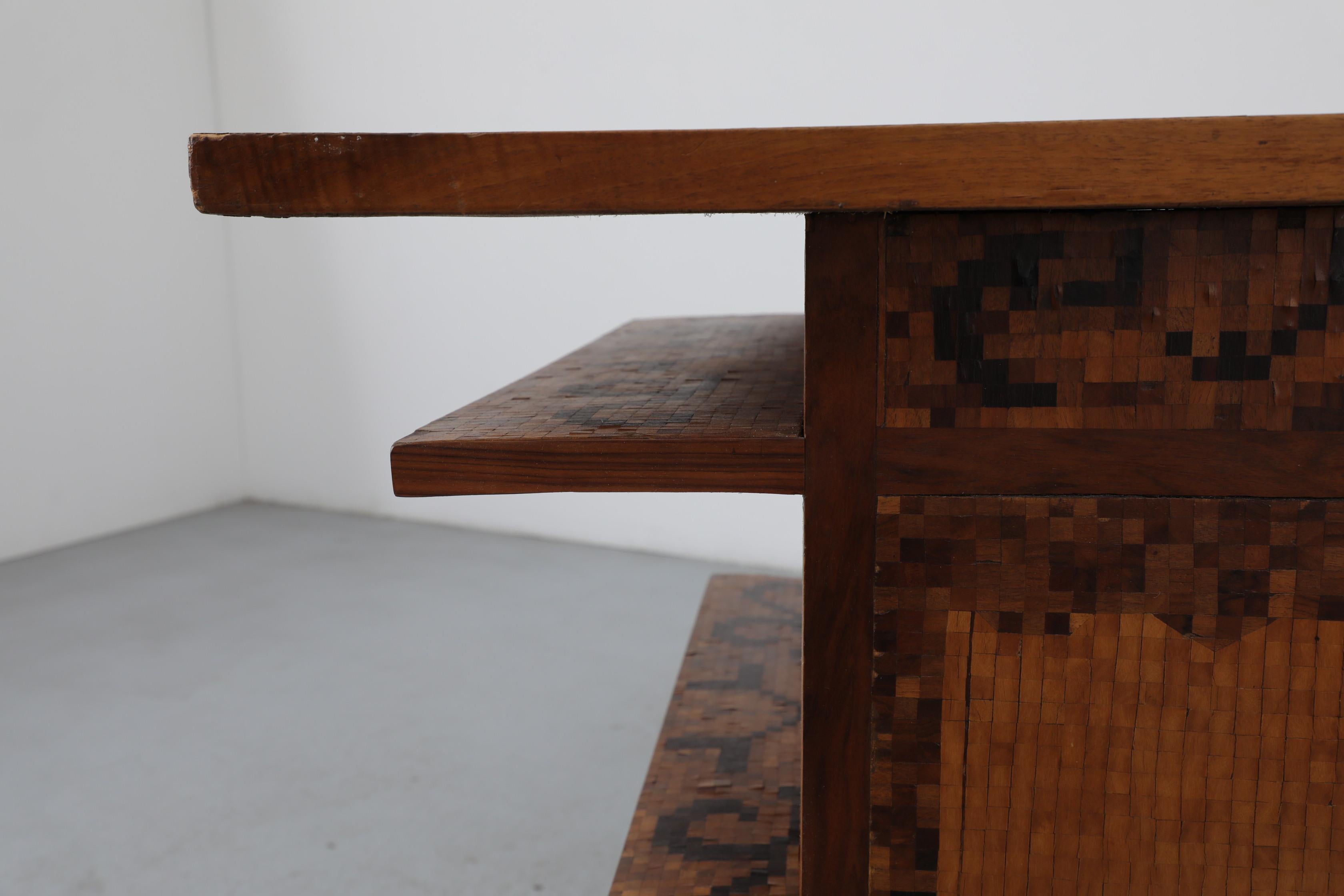 1950s Italian Mid-Century Marquetry Desk with Ship Motif & Built-in Shelves For Sale 4