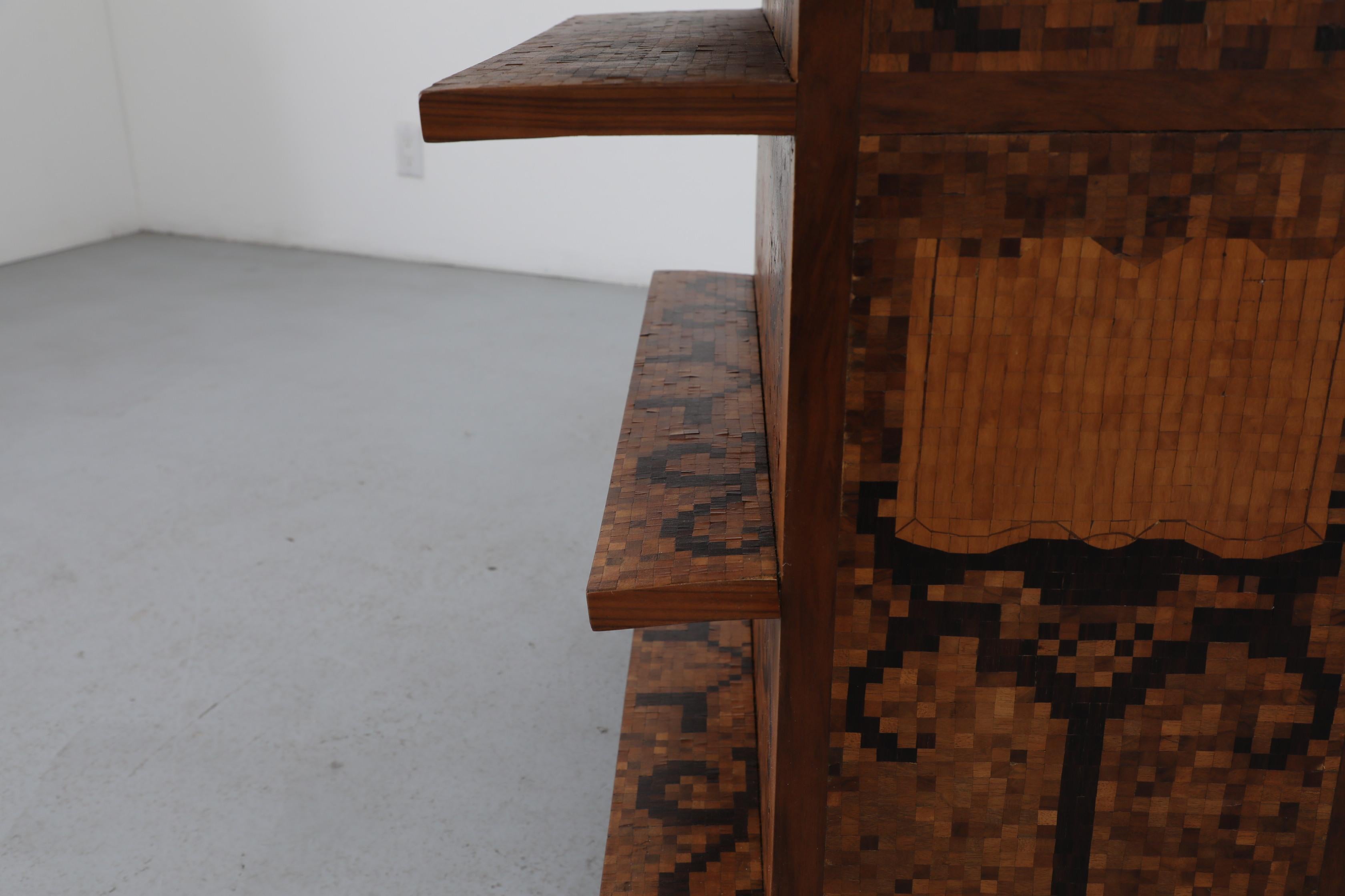 1950s Italian Mid-Century Marquetry Desk with Ship Motif & Built-in Shelves For Sale 5