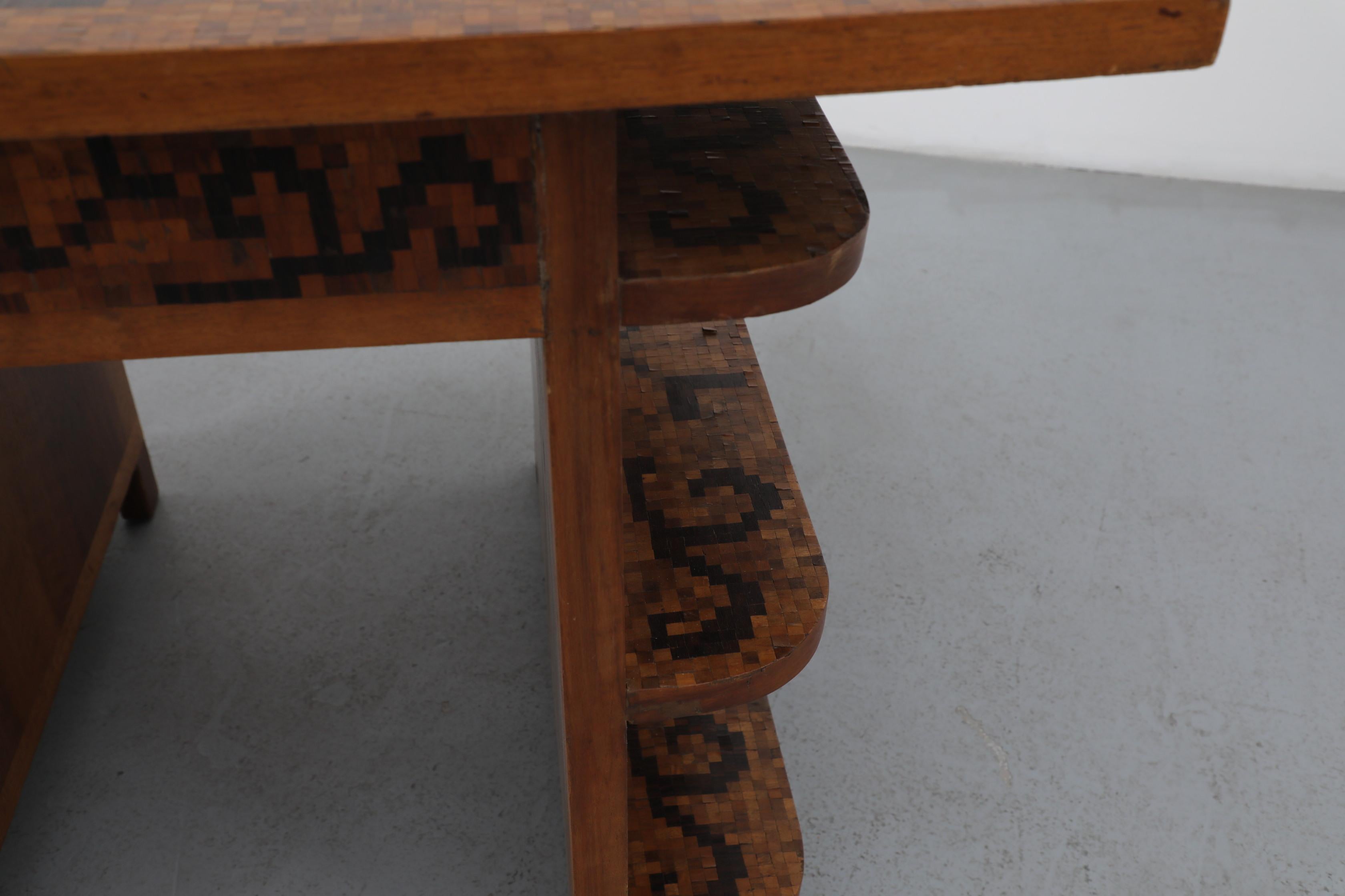 1950s Italian Mid-Century Marquetry Desk with Ship Motif & Built-in Shelves For Sale 7