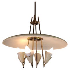 1950s Italian Mid-Century modern Brass Pendant  4 Light  by Arteluce