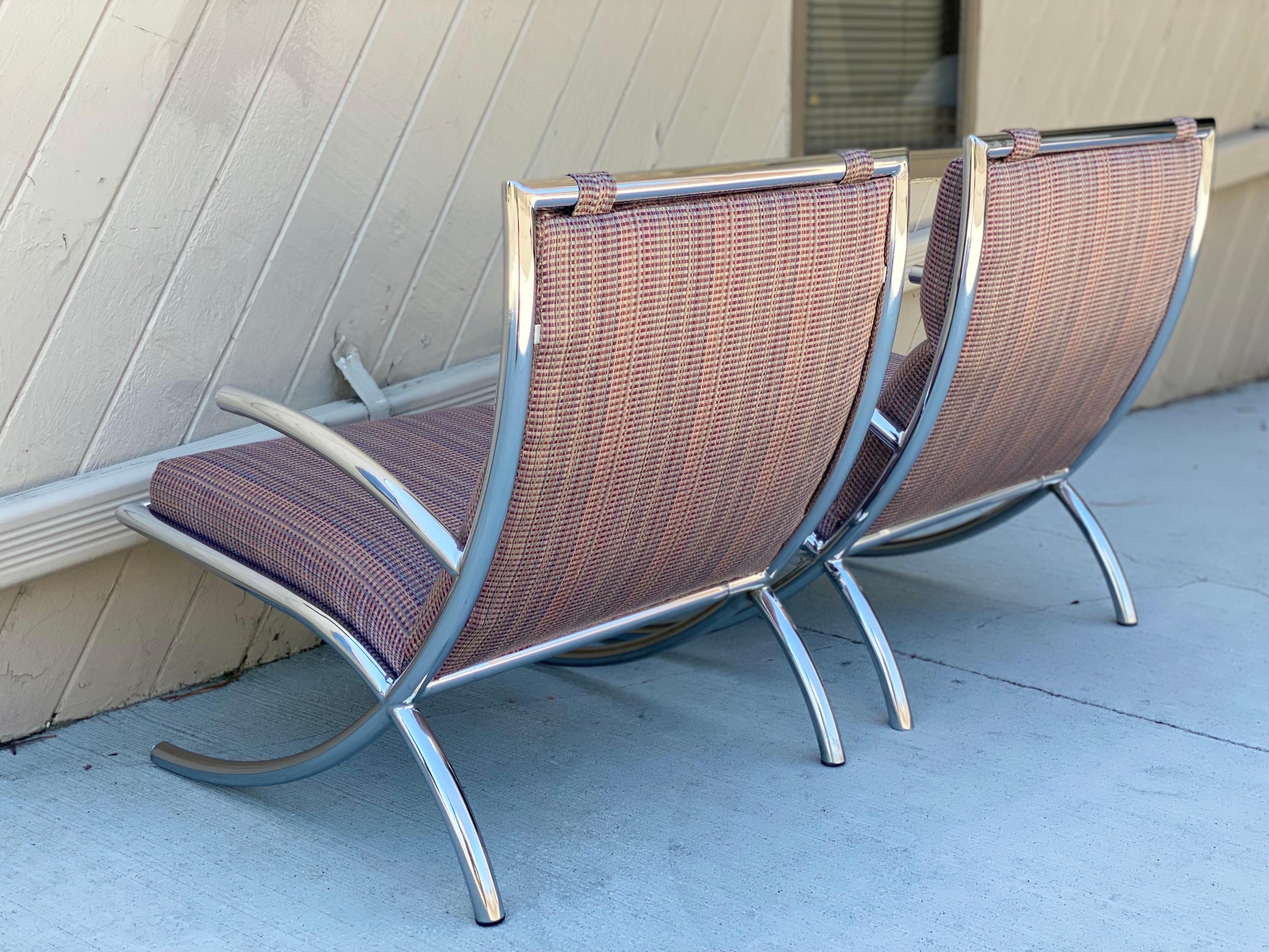 1950s Italian Mid-Century Modern Chrome Lounge Armchairs, a Pair For Sale 2