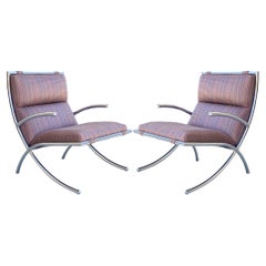 Paire de fauteuils de salon chromés italiens des années 1950, de style mi-siècle moderne