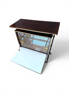1950s Italian Mid-Century Modern Inlaid Portable Bar Cabinet on Wheels