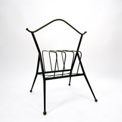 1950s Italian Mid Century Modern Magazine Rack in Metal with Brass Details