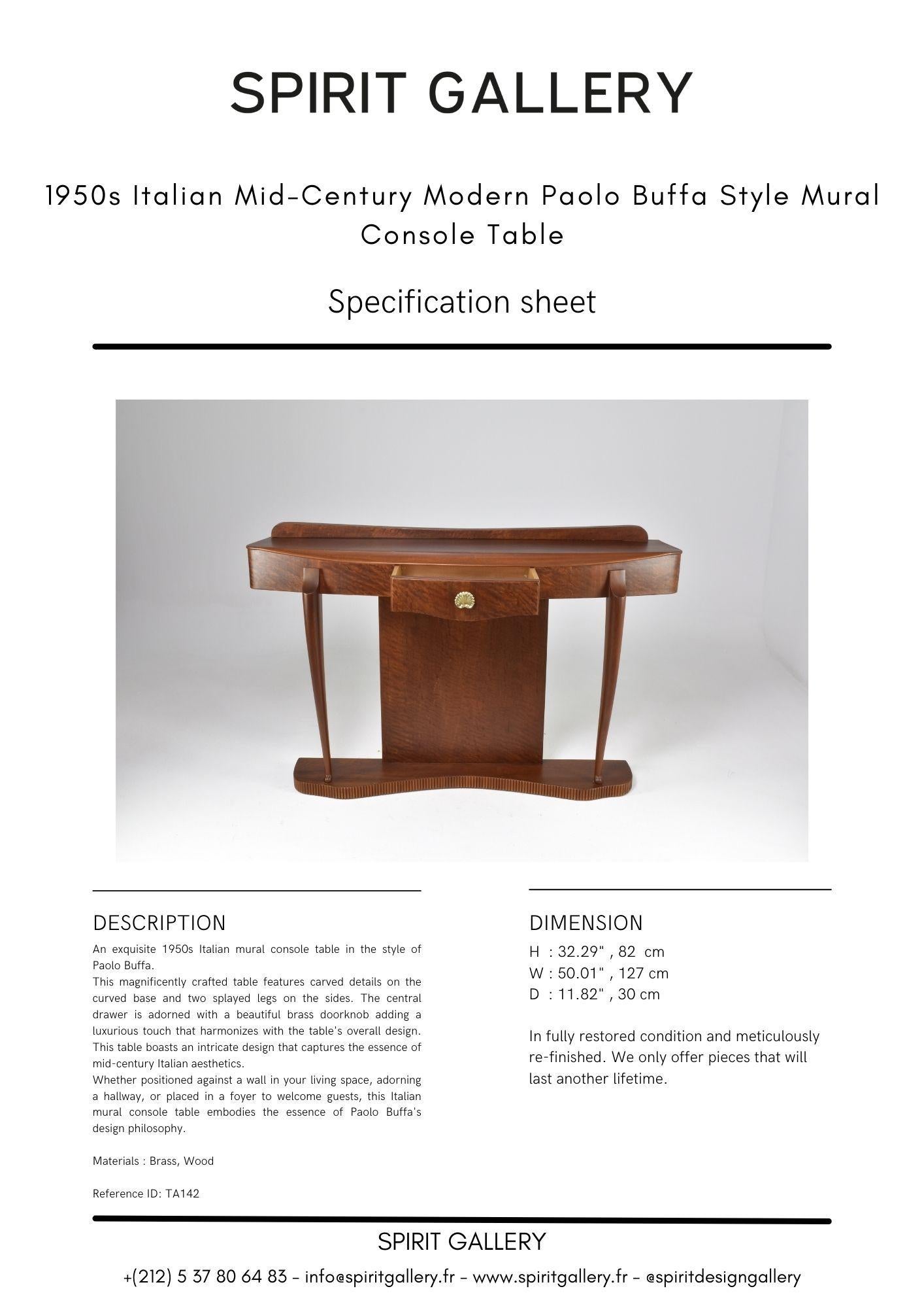 1950s Italian Mid-Century Modern Paolo Buffa Style Mural Console Table  en vente 6