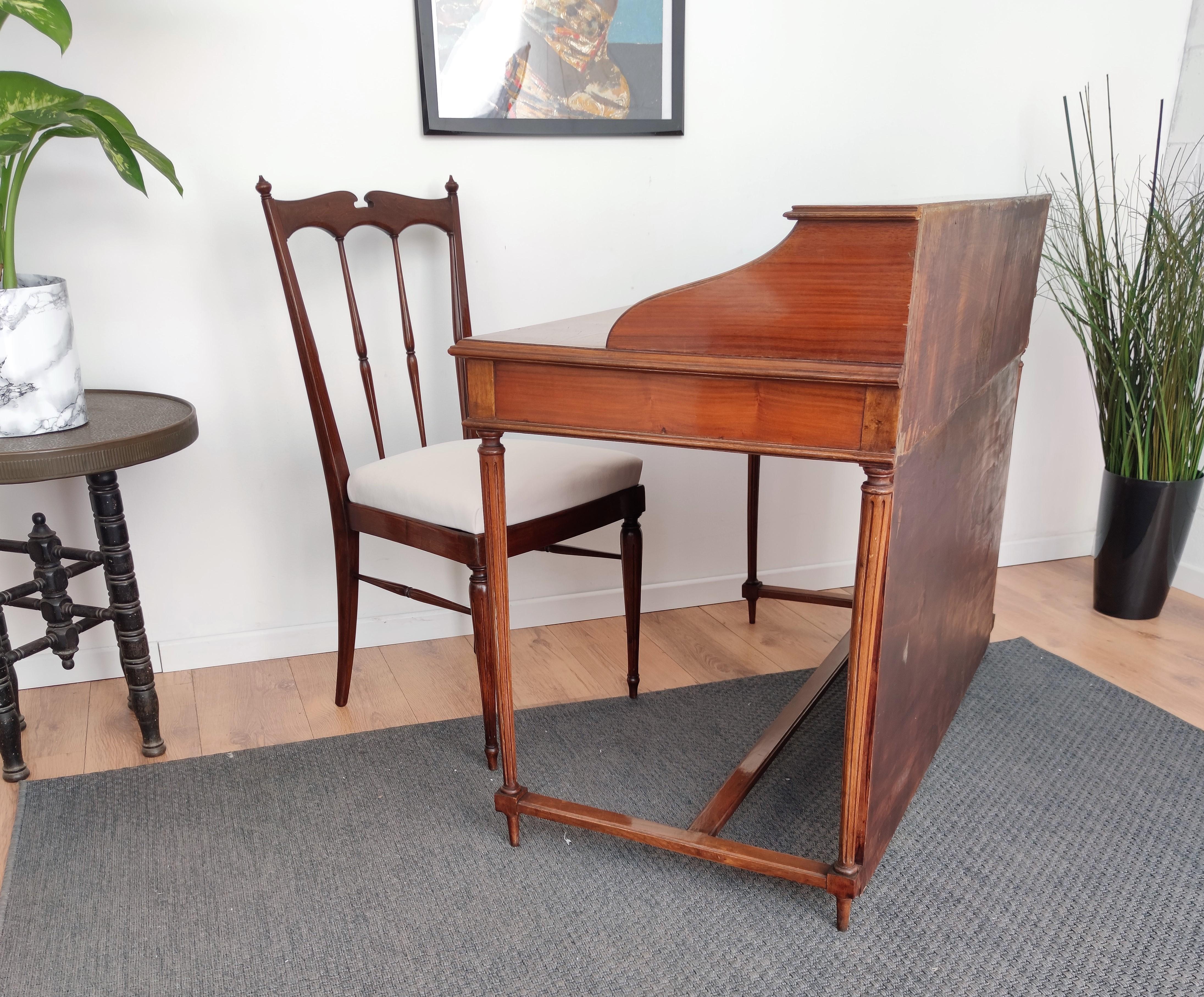 1950s Italian Mid-Century Modern Regency Desk Writing Table and Chair For Sale 6
