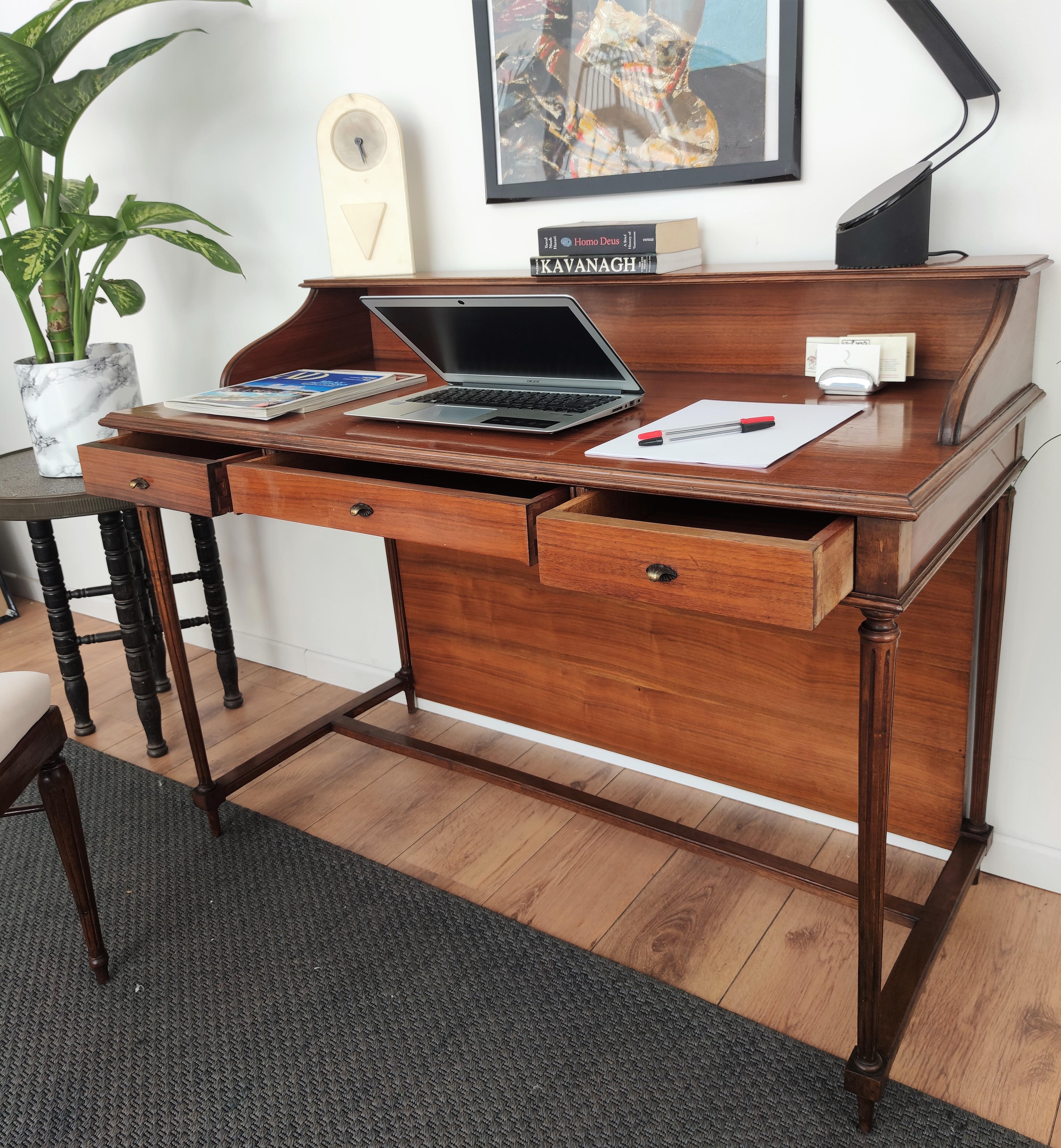 1950s Italian Mid-Century Modern Regency Desk Writing Table and Chair For Sale 4