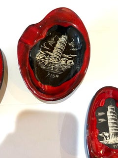 1950's Italian Mid Century Set of 3 Freeform Ashtrays Souvenir From Pisa Tower