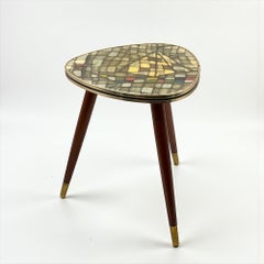1950s Italian Mid Century Tripod Side Table in Laminate and Brass