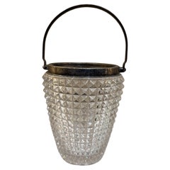Mid-Century Italian Mini Ice Bucket Diamond Cut Crystal Towle William Adams