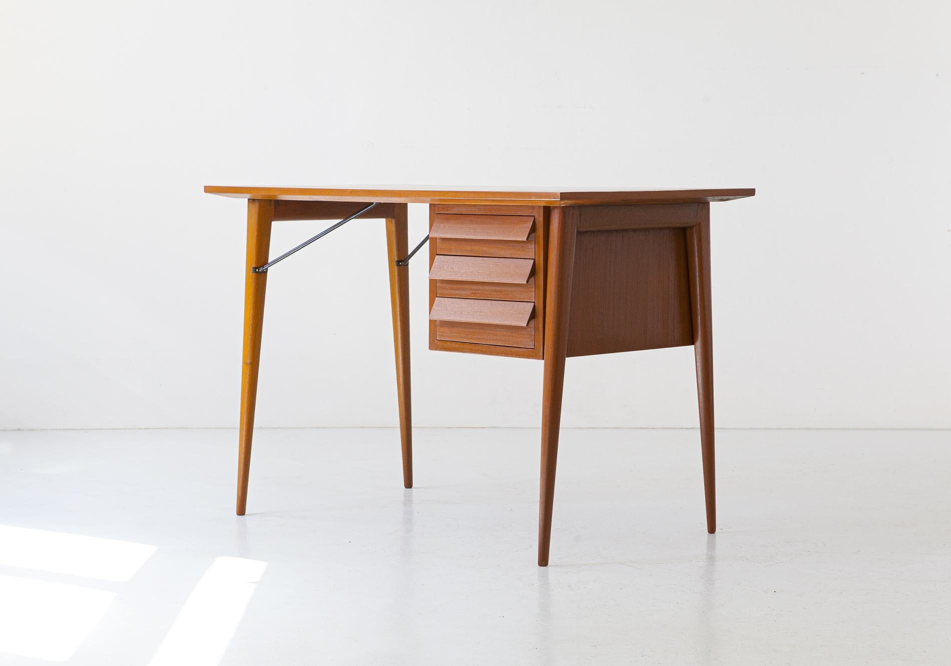 Mid-Century Modern 1950s Italian Modern Mahogany Desk Table