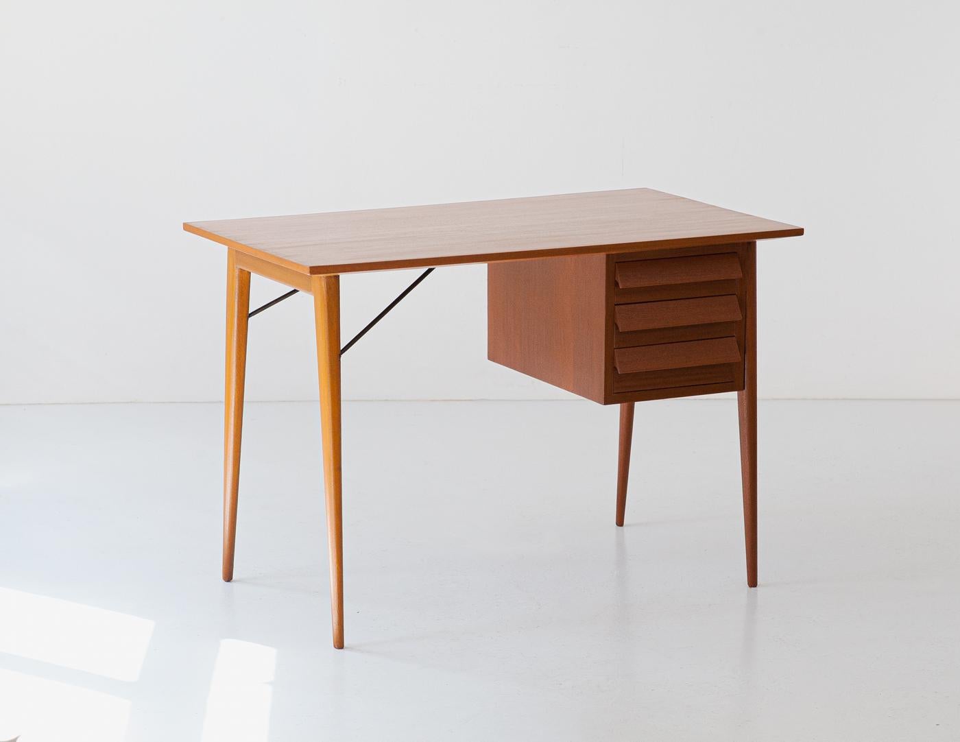 1950s Italian Modern Mahogany Desk Table 2