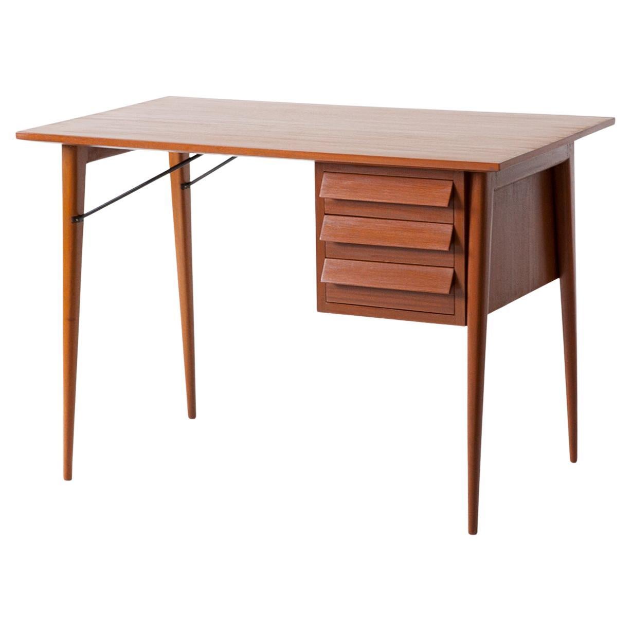 1950s Italian Modern Mahogany Desk Table