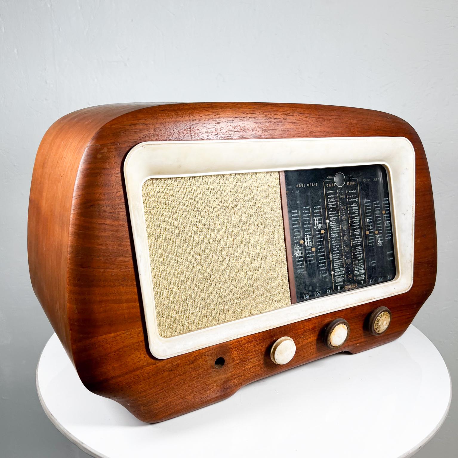 1950s Italian Modern Minerva Milano Short Wave Wood Radio 4