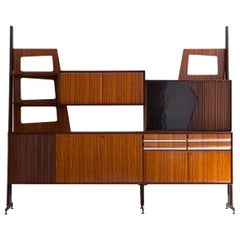 1950s Italian Modern Wall Unit with Bar, 1950s