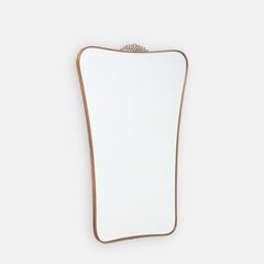 1950s Italian Modernist Brass Mirror with Scroll Top Attributed to Gio Ponti